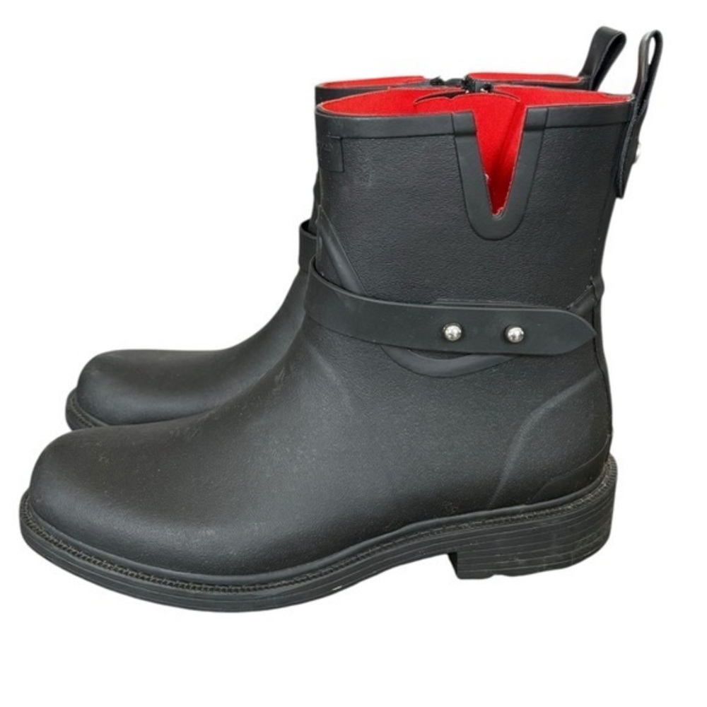 Rag + Bone Short Rubber Black Moto Boots Size 38 US 8